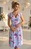 Numoco 425-14 MATILDE rozkloszowana sukienka midi z kopertowym dekoltem i krótkim rękawkiem 